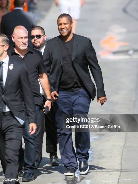 Denzel Washington is seen arriving at 'Jimmy Kimmel Live' on July 10, 2018 in Los Angeles, California.
