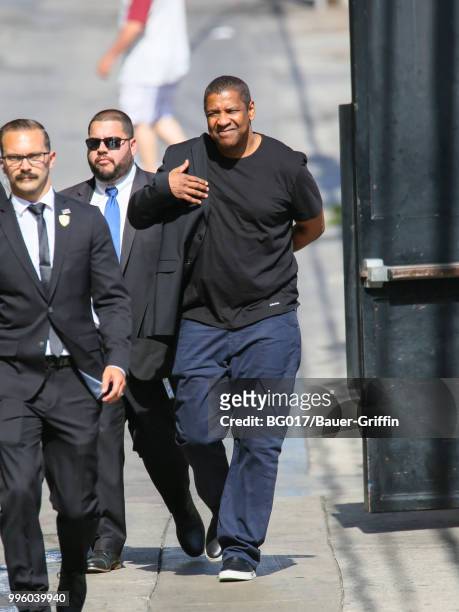 Denzel Washington is seen arriving at 'Jimmy Kimmel Live' on July 10, 2018 in Los Angeles, California.