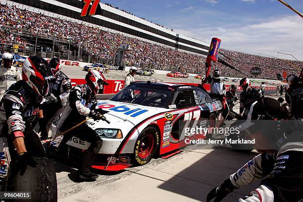 Sam Hornish Jr., driver of the Mobil 1 Dodge, pits during the NASCAR Sprint Cup Series Autism Speaks 400 at Dover International Speedway on May 16,...