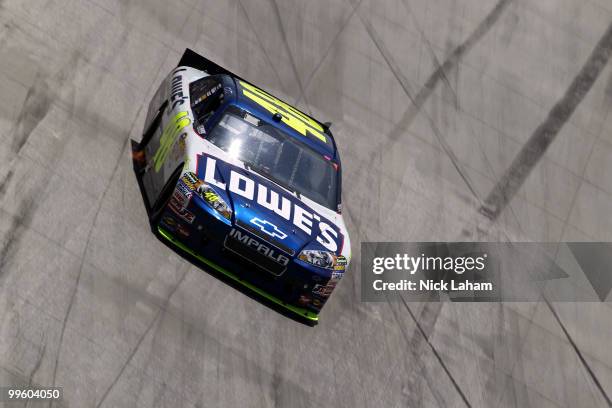 Jimmie Johnson, driver of the Lowe's Chevrolet, leads the field during the NASCAR Sprint Cup Series Autism Speaks 400 at Dover International Speedway...