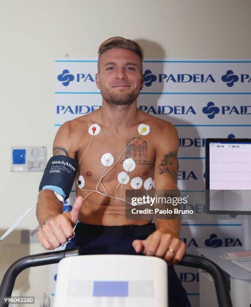 Ciro Immobile of SS Lazio attends the medical tests on July 11, 2018 in Rome, Italy.