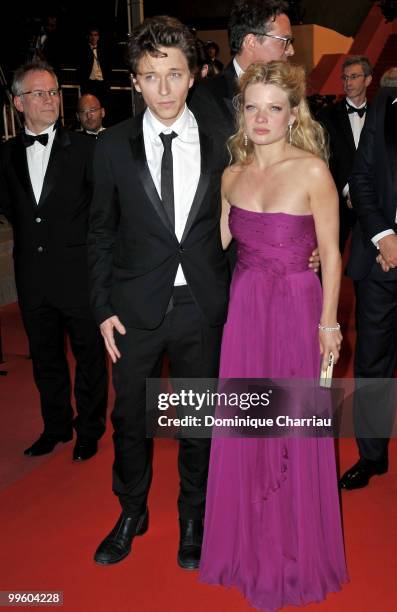 Singer Raphael and actress Melanie Thierry depart the 'The Princess of Montpensier' Premiere held at the Palais des Festivals during the 63rd Annual...