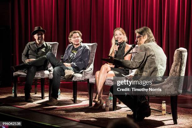 Stephen Smith, Martin Kloiber, Madeleine Farley and Scott Goldman speak during Reel to Reel: Stooge at The GRAMMY Museum on July 10, 2018 in Los...