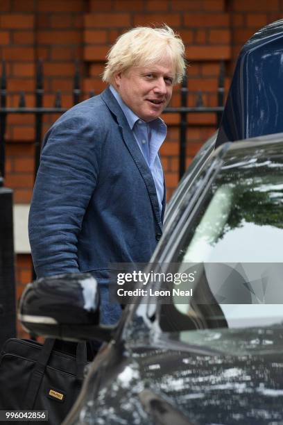 Former Foreign Secretary Boris Johnson leaves his central London residence on July 11, 2018 in London, England.