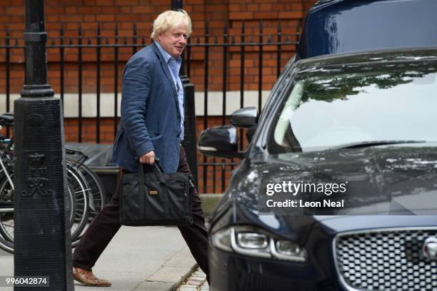 Former Foreign Secretary Boris Johnson leaves his central London residence on July 11, 2018 in London, England.