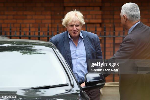 Former Foreign Secretary Boris Johnson leaves his central London residence on July 11, 2018 in London, England.