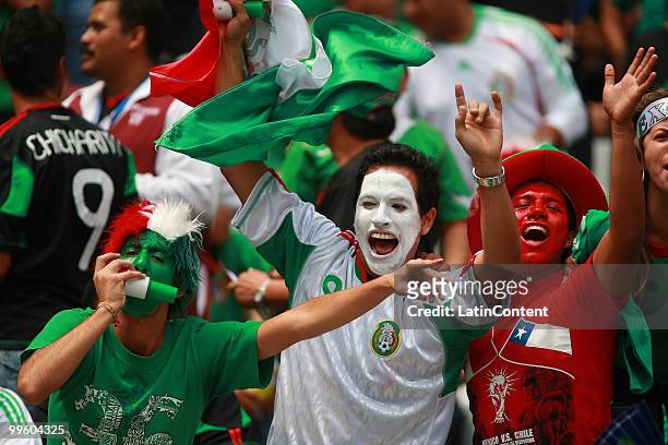 Fans of Mexico during a friendly match against Chile as part of the Mexico National team preparation for the South Africa World Cup at the Azteca...