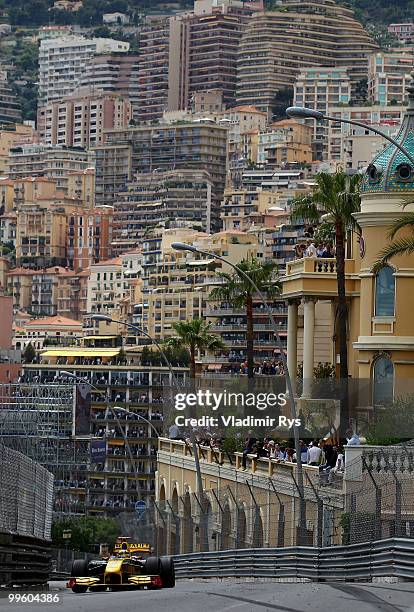 Robert Kubica of Poland and Renault drives on his way to finishing third during the Monaco Formula One Grand Prix at the Monte Carlo Circuit on May...