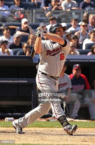 Jason Kubel of the Minnesota Twins hits a go ahead grand slam against Mariano Rivera of The New York Yankees in the eighth inning during their game...