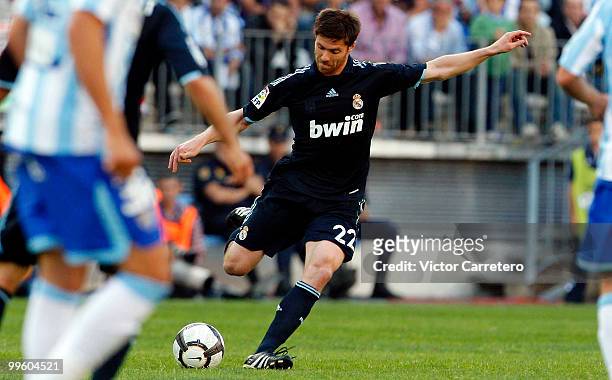 Xabi Alonso of Real Madrid in action during the La Liga match between Malaga and Real Madrid at La Rosaleda Stadium on May 16, 2010 in Malaga, Spain.