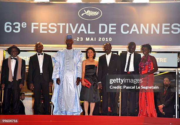 Actors Marius Yelolo, Emil Abossolo M'Bo and actor Youssouf Djaoro, actress Heling Li , director Mahamat-Saleh Haroun with actor Diouc Koma and...