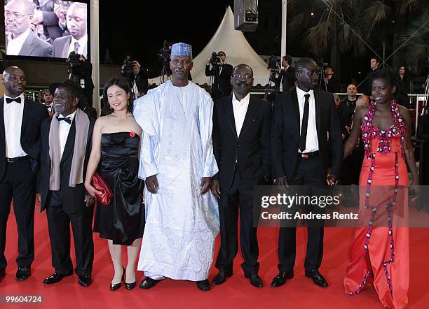 Actors Emil Abossolo M'Bo, Marius Yelolo, actress Heling Li and actor Youssouf Djaoro, director Mahamat-Saleh Haroun with actor Diouc Koma and...