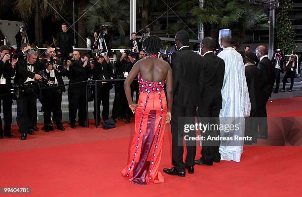 Actors Emil Abossolo M'Bo, Marius Yelolo, actress Heling Li and actor Youssouf Djaoro, director Mahamat-Saleh Haroun with actor Diouc Koma and...