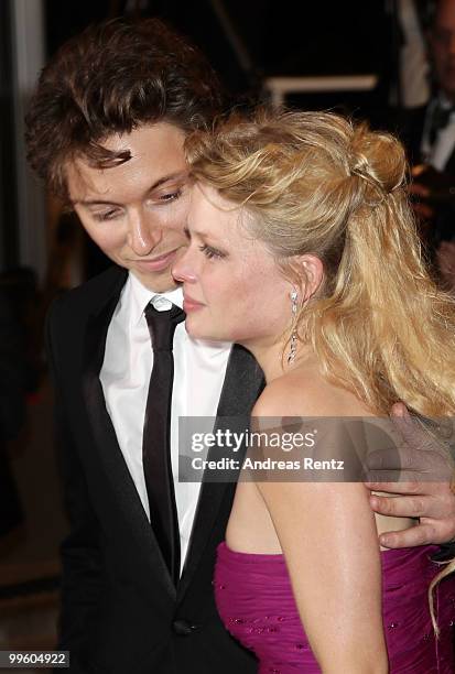 French singer Raphael and Melanie Thierry depart "The Princess Of Montpensier" Premiere at the Palais des Festivals during the 63rd Annual Cannes...