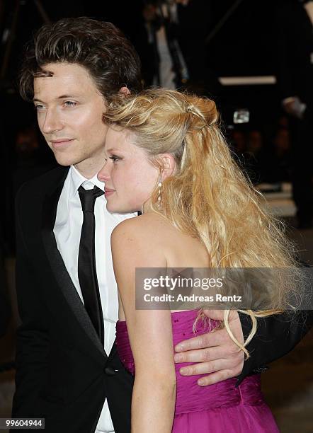 French singer Raphael and Melanie Thierry depart "The Princess Of Montpensier" Premiere at the Palais des Festivals during the 63rd Annual Cannes...