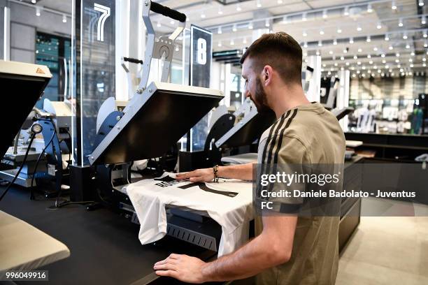 The shirt of Juventus new signing Cristiano Ronaldo is on sale at Jstore on July 11, 2018 in Turin, Italy.