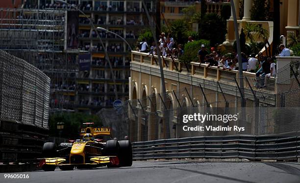 Robert Kubica of Poland and Renault drives on his way to finishing third during the Monaco Formula One Grand Prix at the Monte Carlo Circuit on May...