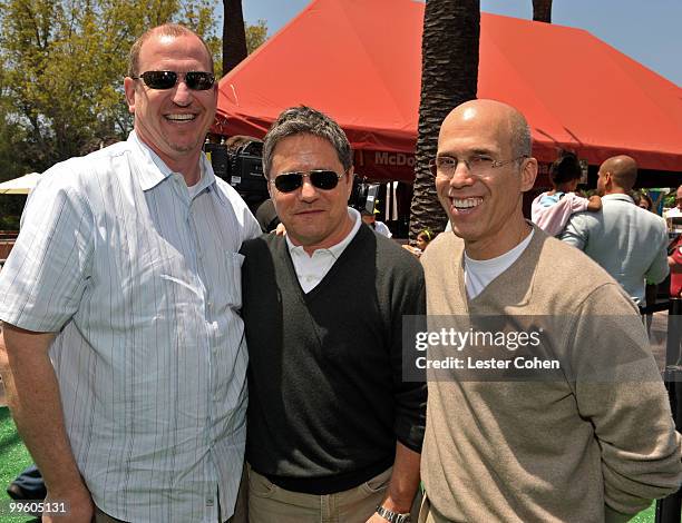 Vice Chairman of Paramount Picture Rob Moore, CEO of Paramount Brad Grey and Dreamworks Animation CEO Jeffrey Katzenberg arrive at the "Shrek Forever...