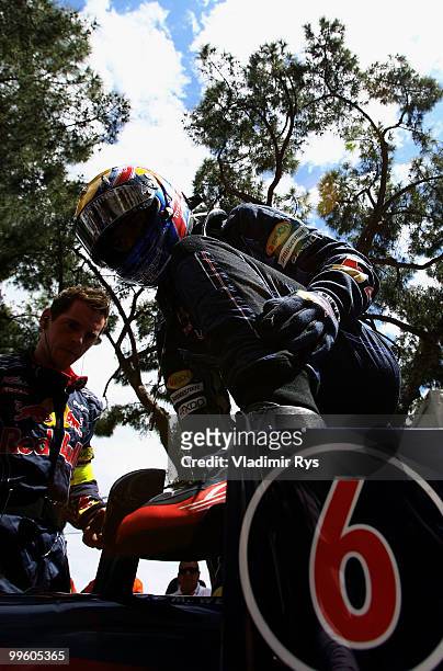 Mark Webber of Australia and Red Bull Racing prepares to drive during the Monaco Formula One Grand Prix at the Monte Carlo Circuit on May 16, 2010 in...