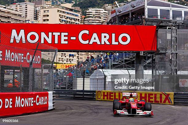 Felipe Massa of Brazil and Ferrari drives during the Monaco Formula One Grand Prix at the Monte Carlo Circuit on May 15, 2010 in Monte Carlo, Monaco.