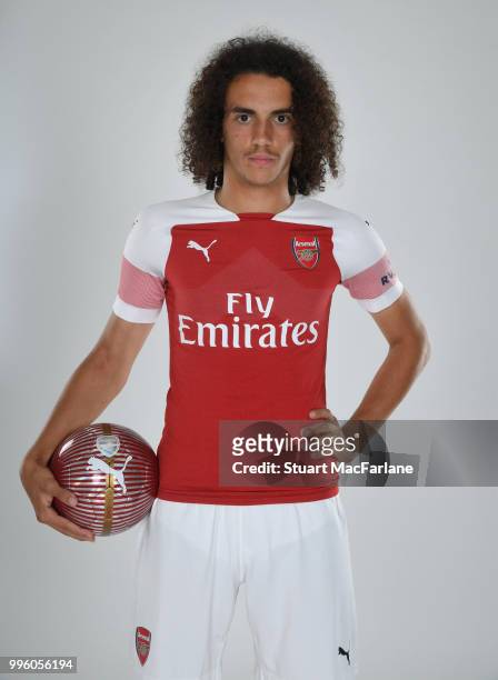 Arsenal unveil new signing Matteo Guendouzi at London Colney on July 11, 2018 in St Albans, England.