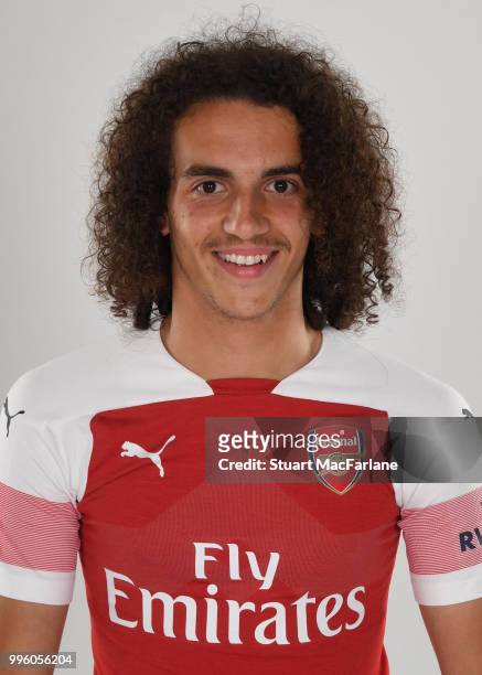 Arsenal unveil new signing Matteo Guendouzi at London Colney on July 11, 2018 in St Albans, England.