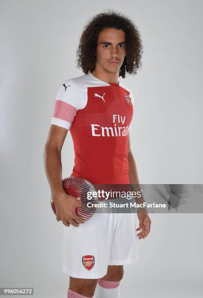 Arsenal unveil new signing Matteo Guendouzi at London Colney on July 11, 2018 in St Albans, England.