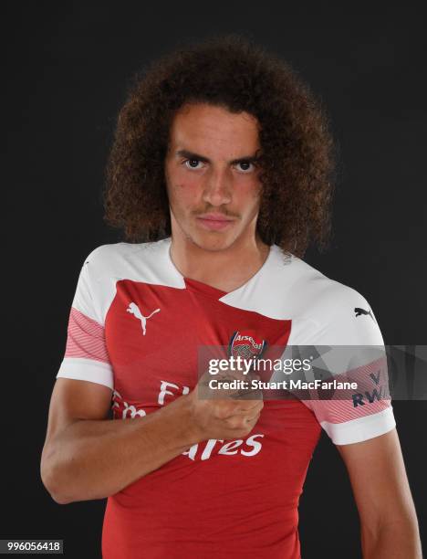 Arsenal unveil new signing Matteo Guendouzi at London Colney on July 11, 2018 in St Albans, England.