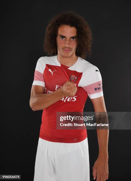 Arsenal unveil new signing Matteo Guendouzi at London Colney on July 11, 2018 in St Albans, England.