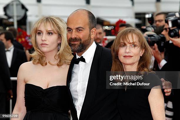 Lolita Chammah, Marc Fitoussi and Isabelle Huppert attend 'The Princess Of Montpensier' Premiere at the Palais des Festivals during the 63rd Annual...