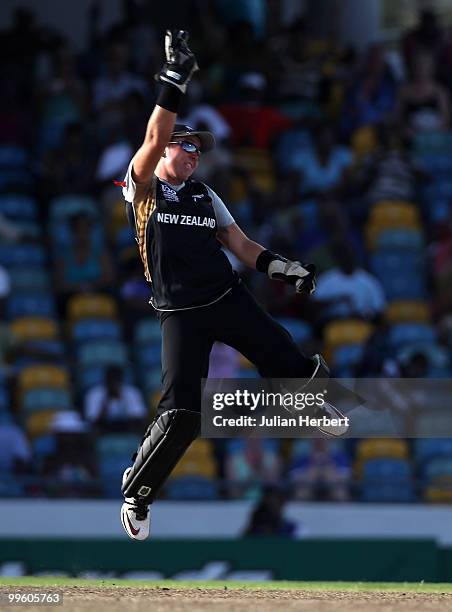 Rachel Priest of New Zealand celebrates the wicket of Alyssa Healy during the ICC Womens World Twenty20 Final between Australia and New Zealand...