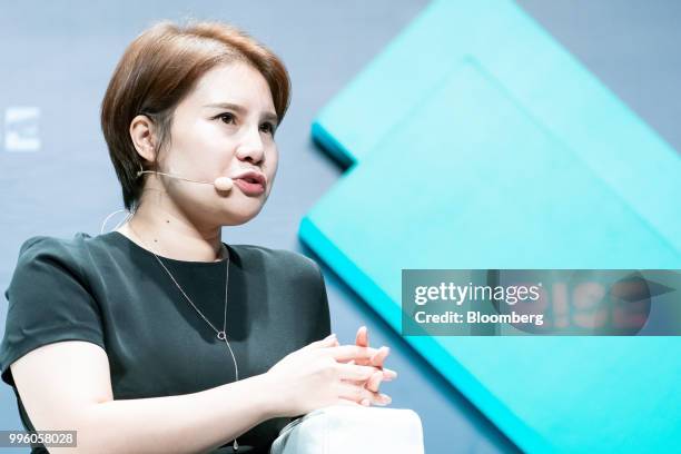 Grace Yin, director of Tencent Holdings Ltd.'s WeChat Pay, speaks during the Rise conference in Hong Kong, China, on Wednesday, July 11, 2018. The...