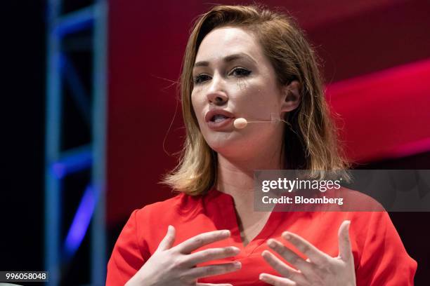 Rosanna Myers, co-founder and chief executive officer of Carbon Robotics Inc., speaks during the Rise conference in Hong Kong, China, on Wednesday,...