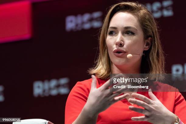 Rosanna Myers, co-founder and chief executive officer of Carbon Robotics Inc., speaks during the Rise conference in Hong Kong, China, on Wednesday,...