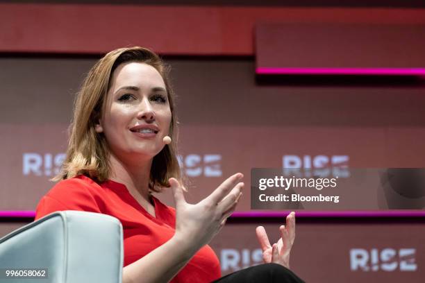 Rosanna Myers, co-founder and chief executive officer of Carbon Robotics Inc., speaks during the Rise conference in Hong Kong, China, on Wednesday,...