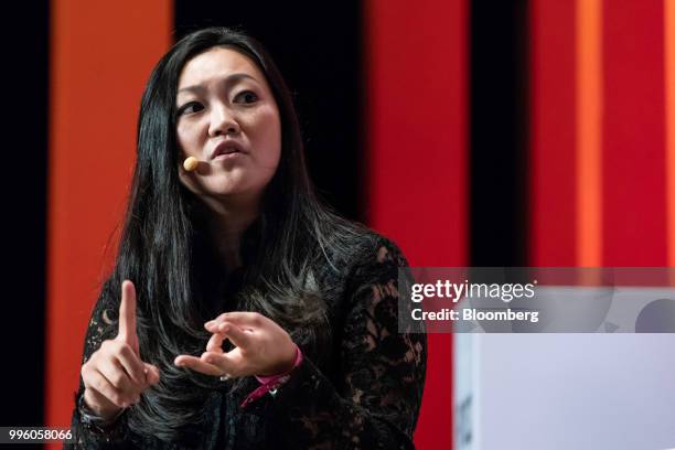 Anna Fang, chief executive officer and partner at ZhenFund, speaks during the Rise conference in Hong Kong, China, on Wednesday, July 11, 2018. The...