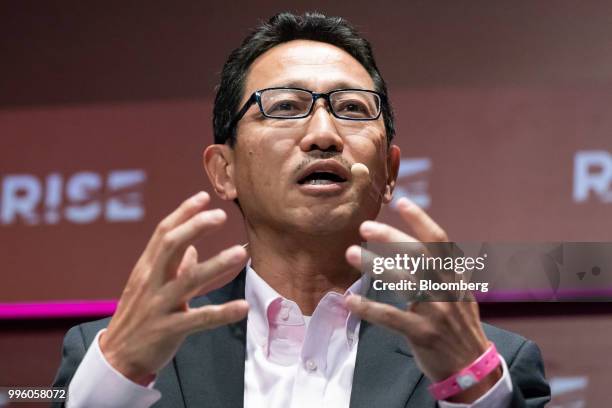 Nick Sugimoto, chief executive officer of Honda R&D Innovations Inc., speaks during the Rise conference in Hong Kong, China, on Wednesday, July 11,...