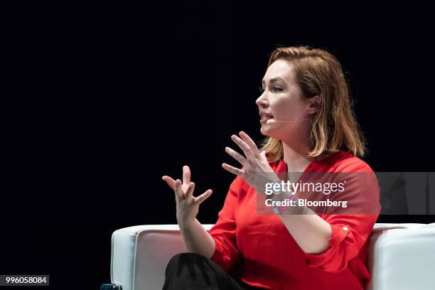 Rosanna Myers, co-founder and chief executive officer of Carbon Robotics Inc., speaks during the Rise conference in Hong Kong, China, on Wednesday,...