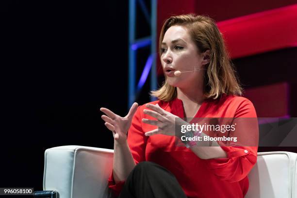 Rosanna Myers, co-founder and chief executive officer of Carbon Robotics Inc., speaks during the Rise conference in Hong Kong, China, on Wednesday,...