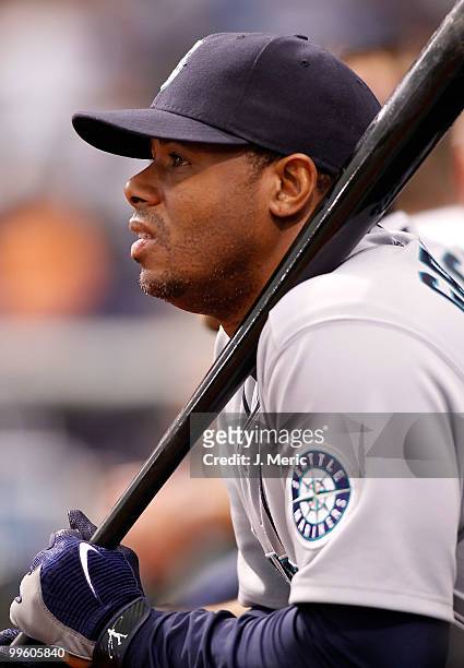 Designated hitter Ken Griffey Jr. #24 of the Seattle Mariners waits to bat against the Tampa Bay Rays during the game at Tropicana Field on May 16,...