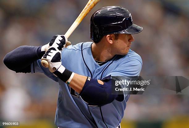 Infielder Evan Longoria of the Tampa Bay Rays bats against the Seattle Mariners during the game at Tropicana Field on May 16, 2010 in St. Petersburg,...