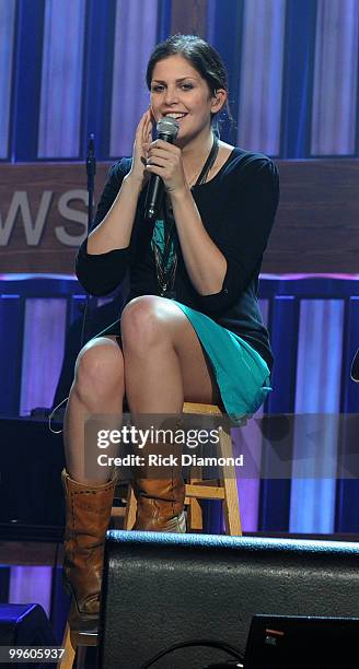 Singer/Songwriter Hillary Scott of Lady Antebellum rehearse for the Music City Keep on Playin' benefit concert at the Ryman Auditorium on May 16,...