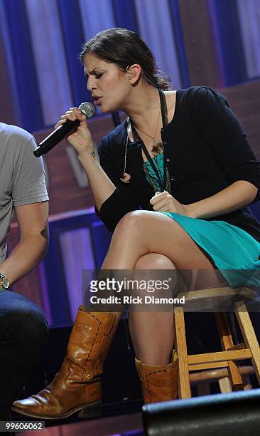 Singer/Songwriter Hillary Scott of Lady Antebellum rehearse for the Music City Keep on Playin' benefit concert at the Ryman Auditorium on May 16,...