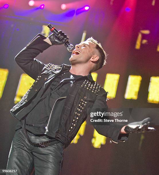 Nicky Byrne of Westlife performs on stage at LG Arena on May 16, 2010 in Birmingham, England.