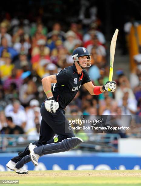 Kevin Pietersen of England during the final of the ICC World Twenty20 between Australia and England at the Kensington Oval on May 16, 2010 in...