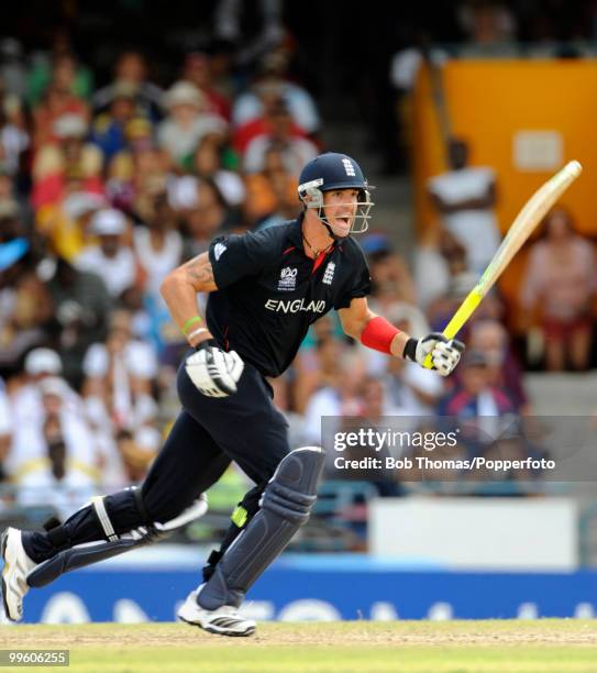 Kevin Pietersen of England during the final of the ICC World Twenty20 between Australia and England at the Kensington Oval on May 16, 2010 in...