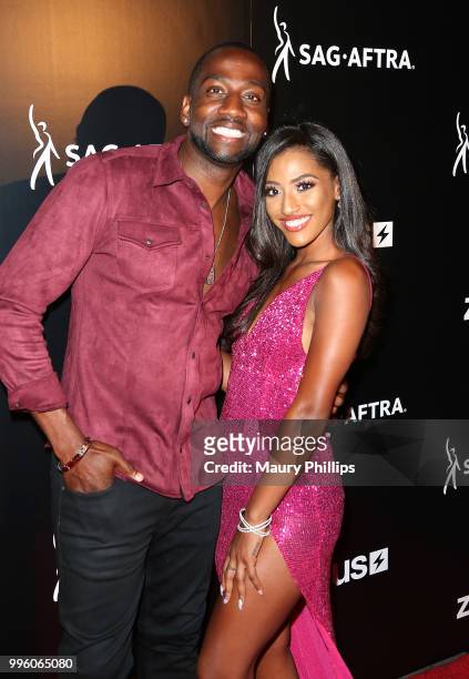 Destorm Power and Janina attend a celebration for The July 13th Global Launch of ZEUS presented by SAG-AFTRA and The Zeus Network at Lure Nightclub...