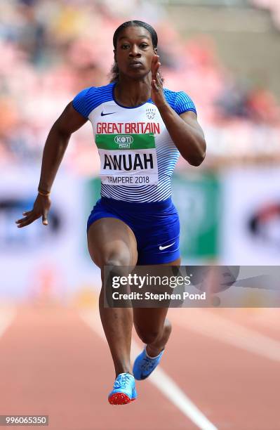 Kristal Awuah of Great Britain in action during heat 5 of the women's 100m on day two of The IAAF World U20 Championships on July 11, 2018 in...