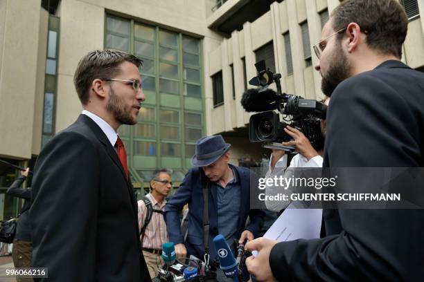 Lawyer Mathias Grasel talks to medias in front of the regional court in Munich after the proclamation of sentence in the trial against his defendant...