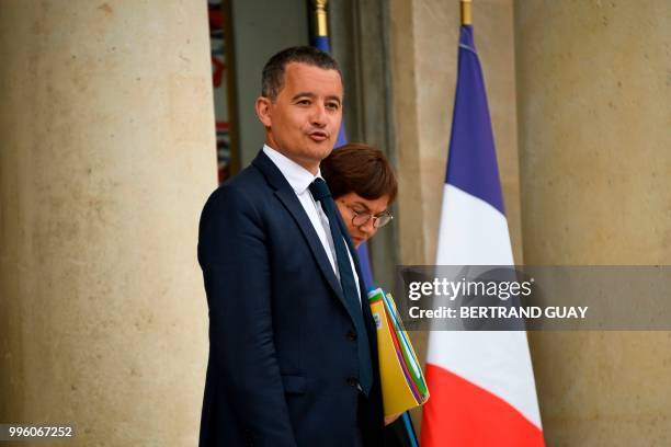French Minister of Public Action and Accounts Gerald Darmanin leaves on July 11, 2018 after a weekly cabinet meeting at the Elysee palace in Paris.